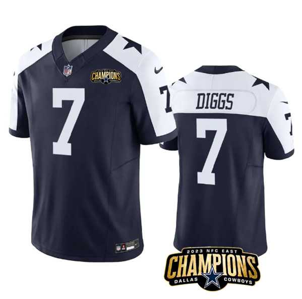 Men & Women & Youth Dallas Cowboys #7 Trevon Diggs Navy White 2023 F.U.S.E. NFC East Champions Patch Stitched Jersey